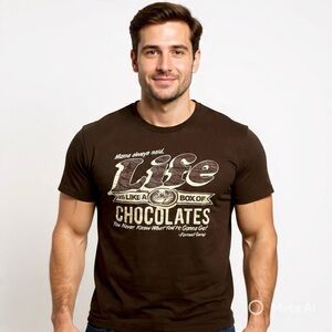 Bubba Gump Shrimp Forrest Gump Box of Chocolates Graphic Tee Brown XL